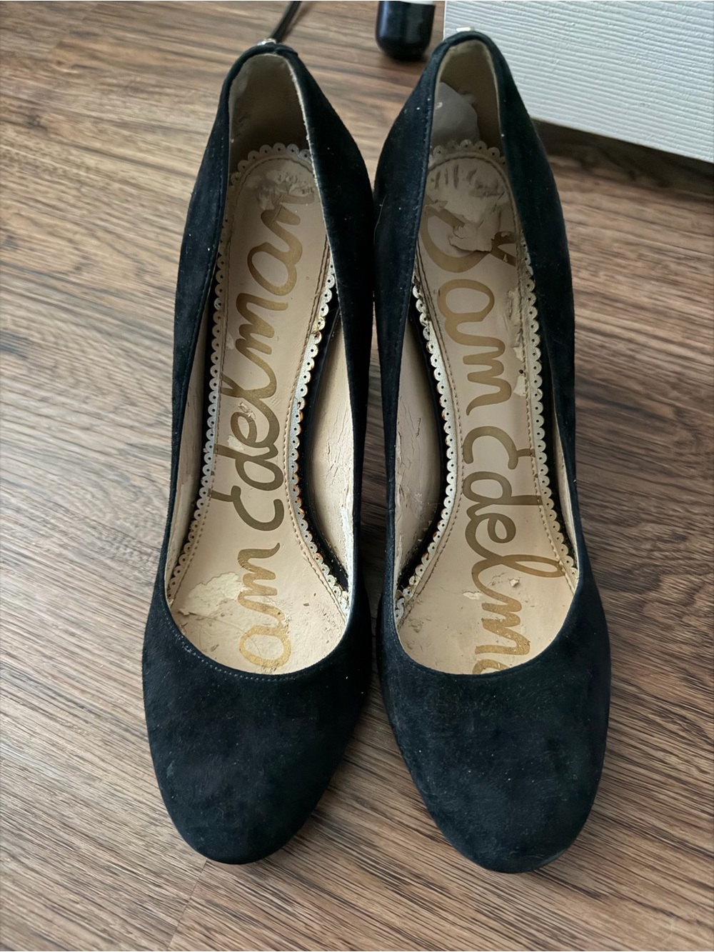 Sam Edelman Black Suede Round-Toe Pumps